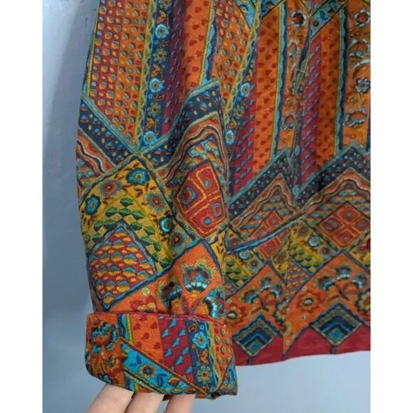 Coldwater Creek Womens Multicolor Geometric Pattern Blazer Jacket W18 Southwest - Picture 10 of 16